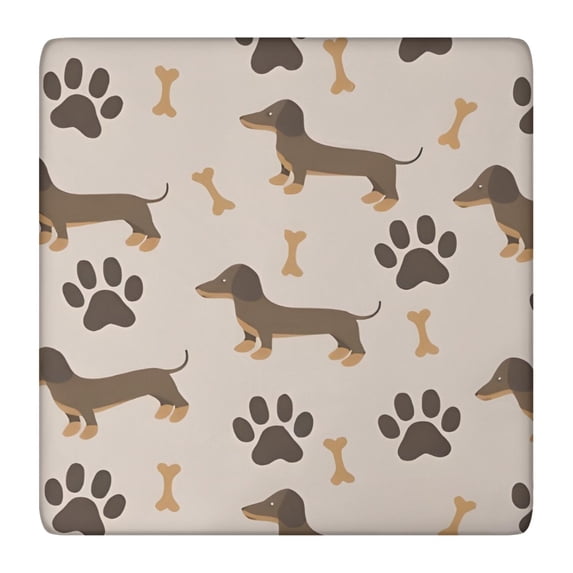 Dachshund and Paws Square Fitted Tablecloth with Elastic Edge,Square Table Cover,Washable Elastic Table Cover for Home Kitchen Party Decor 36"x36"