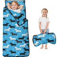 thumbnail image 1 of Dachshund and Polka Dot Blue Pattern Teens Toddler Nap Mat with Pillow, Sleeping Mat Bag for Preschool Daycare 60"x20", 1 of 6