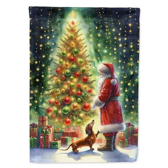 Dachshund and Santa Claus House Flag