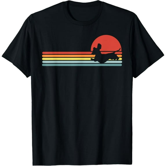Dachshund dachshund dog silhouette retro gift T-ShirtMen's and women's gift, black and white T-shirt, size: Extra large S-4XL