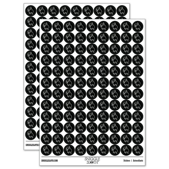 Dachshund from Behind Butt Wiener Dog 200+ Round Stickers - Black - Matte Finish - 0.50" Size