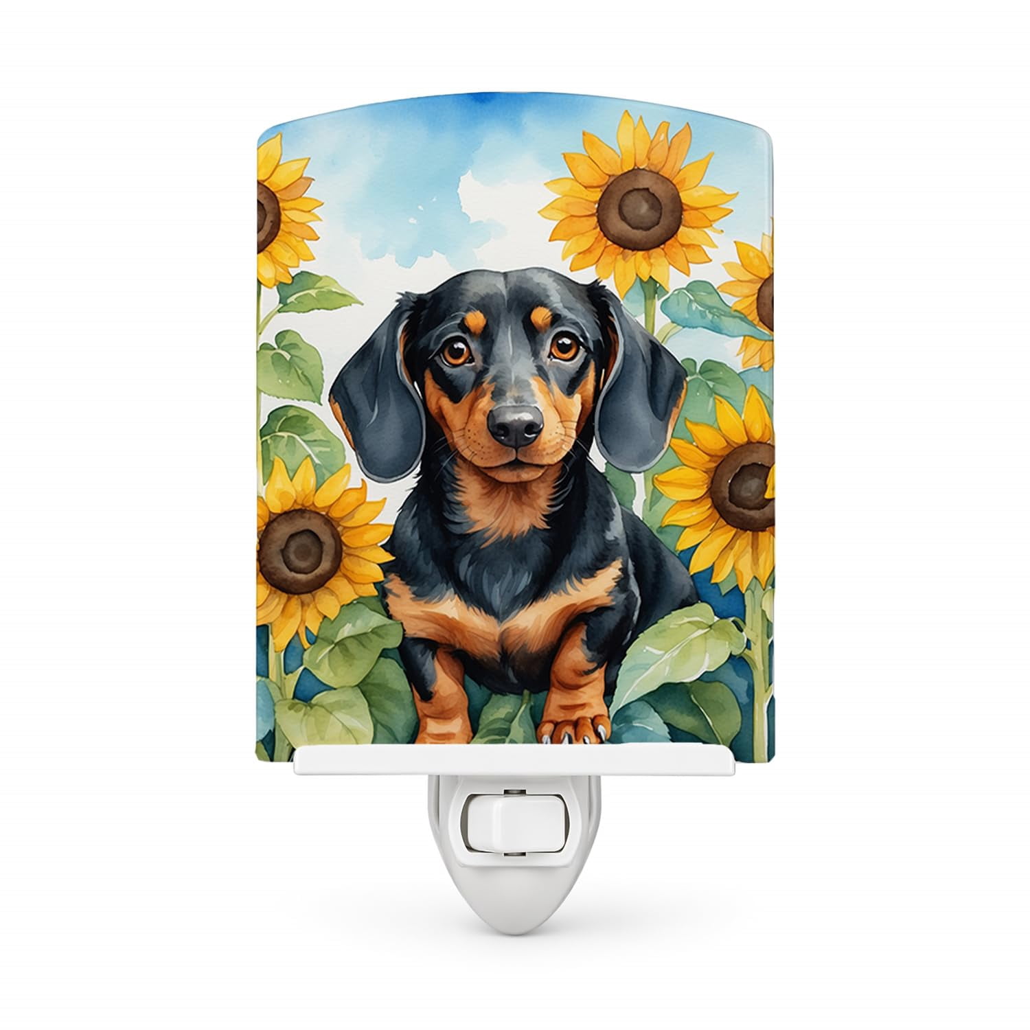 Dachshund in Sunflowers Ceramic Night Light 4 in x 6 in