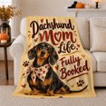 thumbnail image 1 of Dachshund person Life Autumn, Playful Pet Portrait Pattern, Warm Flannel Blanket for Living Room and Bedroom with Detailed Artwork, Dog Moms autumn celebration Gift, Pet Lover Home Decor, 1 of 9