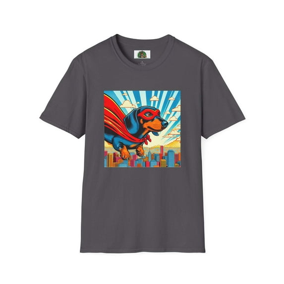Dachshund flying superhero t shirt
