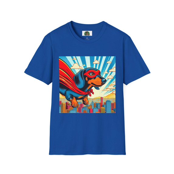 Dachshund flying superhero t shirt