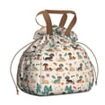 thumbnail image 1 of Dachshunds on the Beach Drawstring Lunch Bag Women - Drawstring Lunch Bag Insulated for Work Office - Stain-Resistant Large Lunchbags for Women with Multi-Pockets, 1 of 6