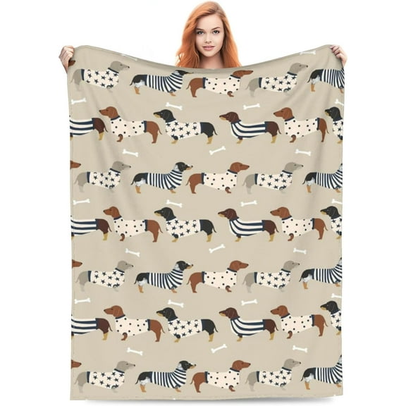 Dachshunds Dog Flannel Fleece Bed Blanket Throw Blanket Lightweight Cozy Plush Blanket for Bedroom Living Rooms Sofa Couch 60"x50"