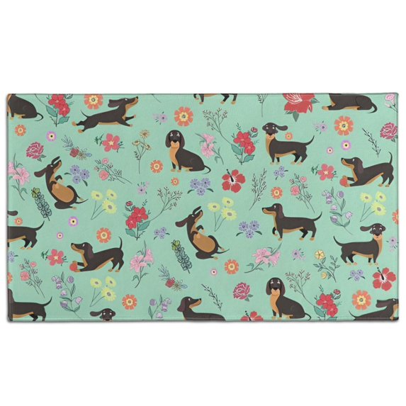 Dachshunds and Pioneer Flower Door Rugs,Washable Non Slip Door Mats Indoor,Decorative Door Mats,Entry Mat Indoor for Entrance,Bedroom,Kitchen,Bathroom,17"x30"