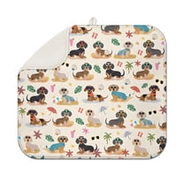 Dachshunds on the Beach Dish Drying Mat for Kitchen 1 Pack, Ultra Absorbent Microfiber Dishes Drainer Mats,16"x18"