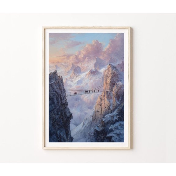 Dachstein Austria Alpine Suspension Bridge Home Decor