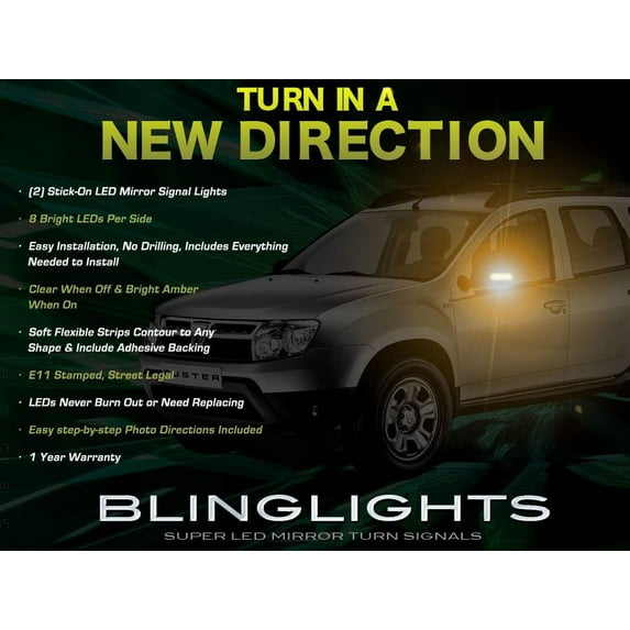Dacia Duster LED Mirror Turn Signal Light Set Side Blinker Lamp Kit