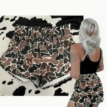 DackCamo Shorts Y2k Womens High Waist Brown Duck Camo Shorts Comfort Casual Shorts Tops Fit(M)
