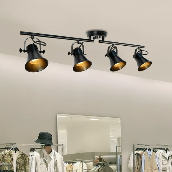 Dackettslightinc Track Lighting Fixtures Ceiling Track Light with Dimmable Adjustable Head - 4-Light