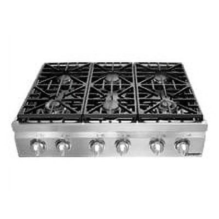 Dacor Distinctive DRT366S/NG - Gas cooktop - 6 hobs - Niche - width: 36 in - depth: 24.6 in - stainless steel