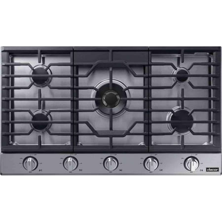 Dacor - Transitional 36" Built-In Gas Cooktop with 6 burners and SimmerSear™, Liquid Propane Convertible - Silver stainless steel