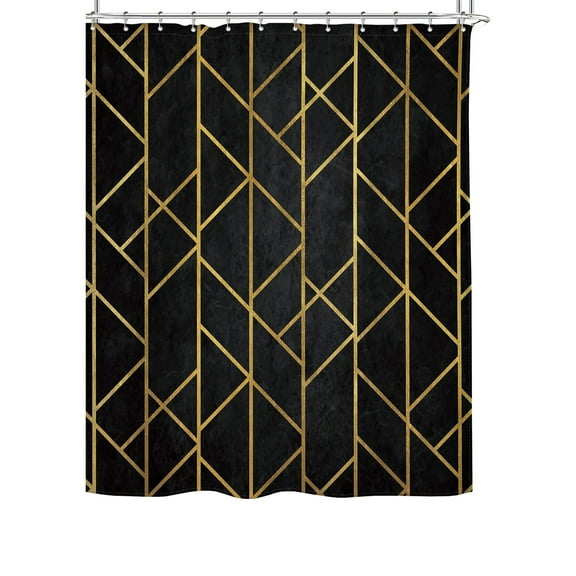 Dacron Waterproof Shower Curtain Thickened Geometric Digital Print Bathroom Partition Elegant Design Rustproof Installation