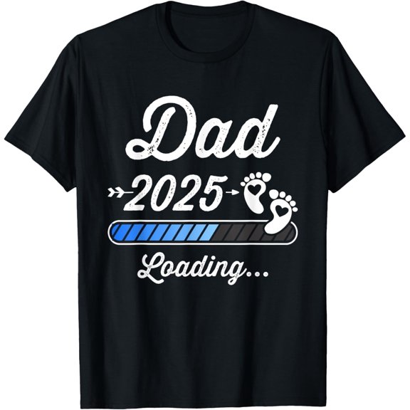 Dad 2025 loading bar for new baby shower T-ShirtMen and women, Black T-shirt, size: Extra large
