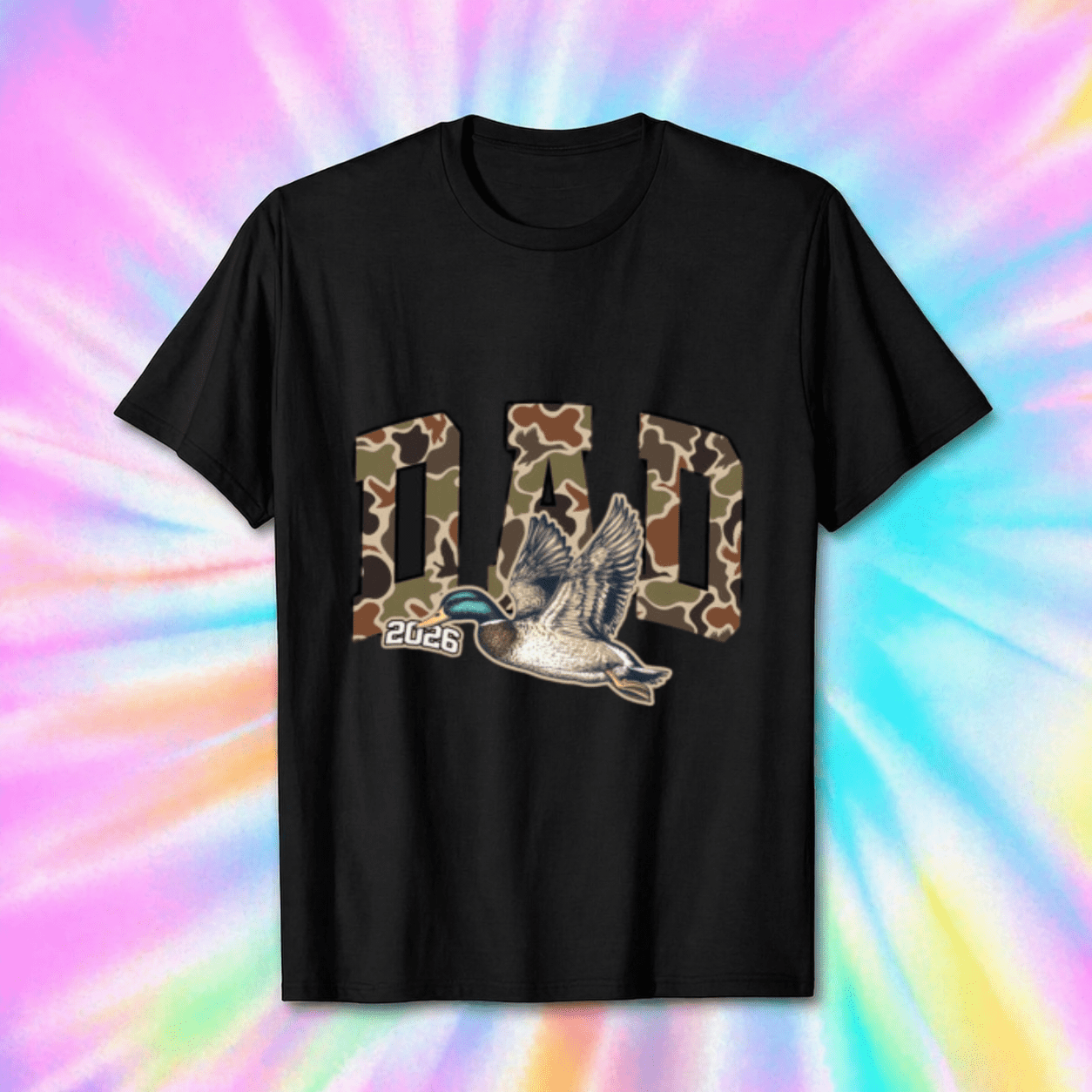 Dad 2026 Duck Hunting Camo Expectant Father Design Unisex T-Shirt, S-5XL