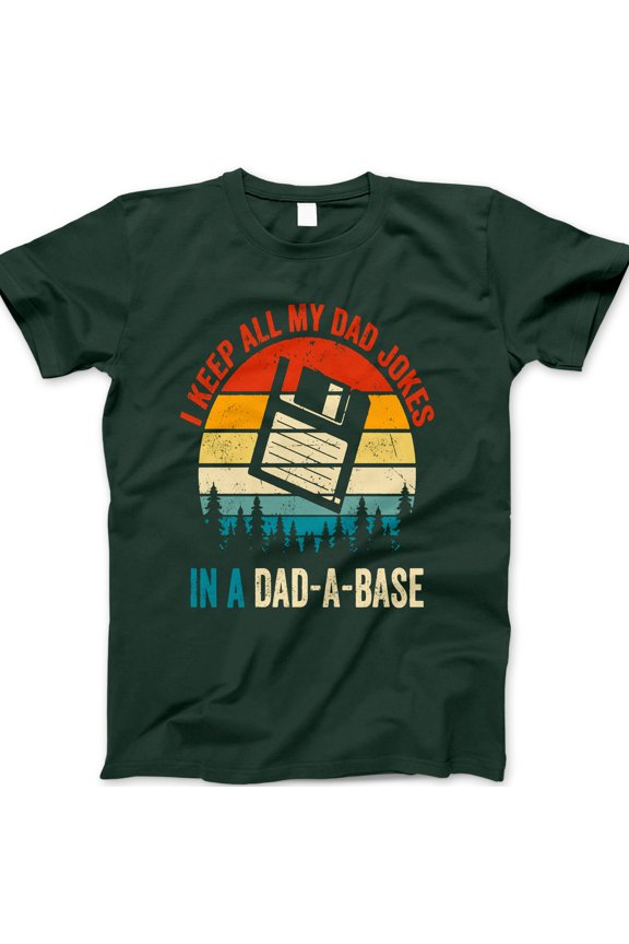 Dad-A-Base T-Shirt – Funny Tech Dad Joke Tee with Floppy Disk Graphic – Retro Style Father’s Day Gift for Programmer, Geek or Nerd Dad