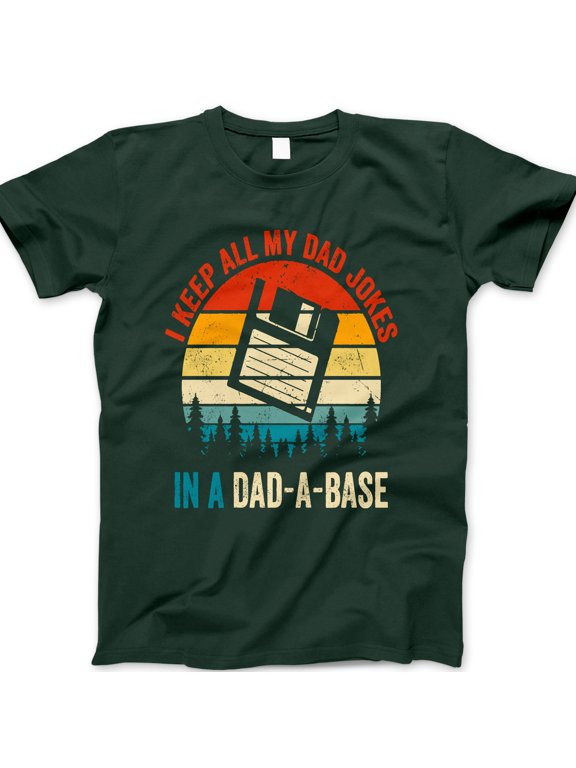 Dad-A-Base T-Shirt – Funny Tech Dad Joke Tee with Floppy Disk Graphic – Retro Style Father’s Day Gift for Programmer, Geek or Nerd Dad
