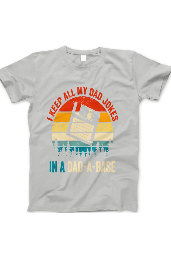 Dad-A-Base T-Shirt – Funny Tech Dad Joke Tee with Floppy Disk Graphic – Retro Style Father’s Day Gift for Programmer, Geek or Nerd Dad