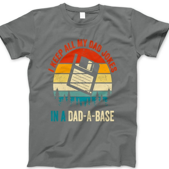 Dad-A-Base T-Shirt – Funny Tech Dad Joke Tee with Floppy Disk Graphic – Retro Style Father’s Day Gift for Programmer, Geek or Nerd Dad