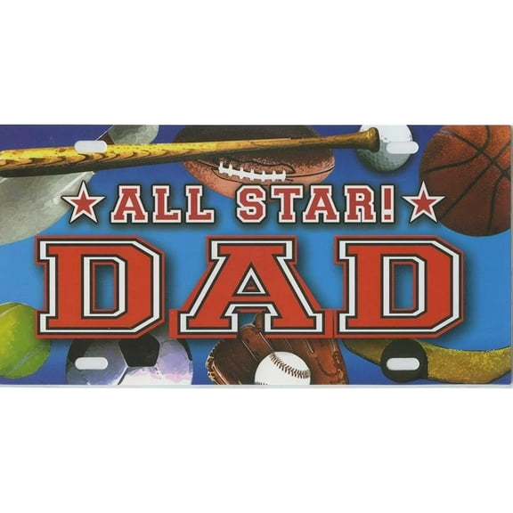 Dad All Star Auto License Plate, All Sports