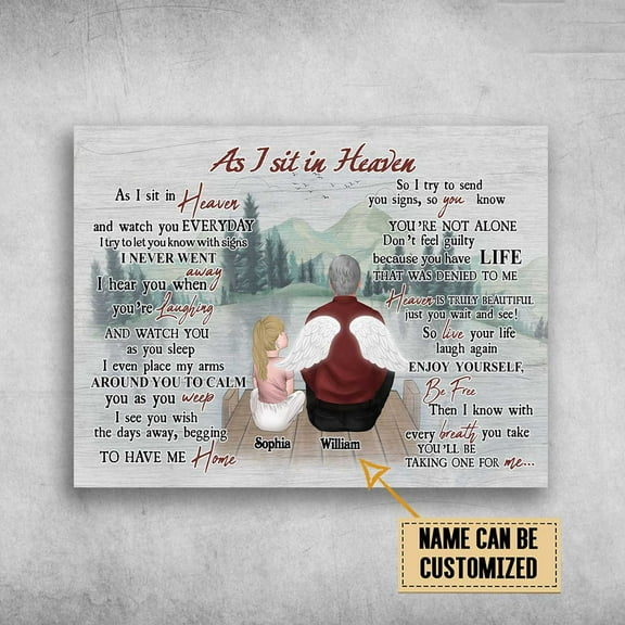 Dad And Daughter, Angel Dad, As I Sit In Heaven, As I Sit In Heaven And Watch You Everyday Customized Personalized NAME 11 x 17 Inch Poster