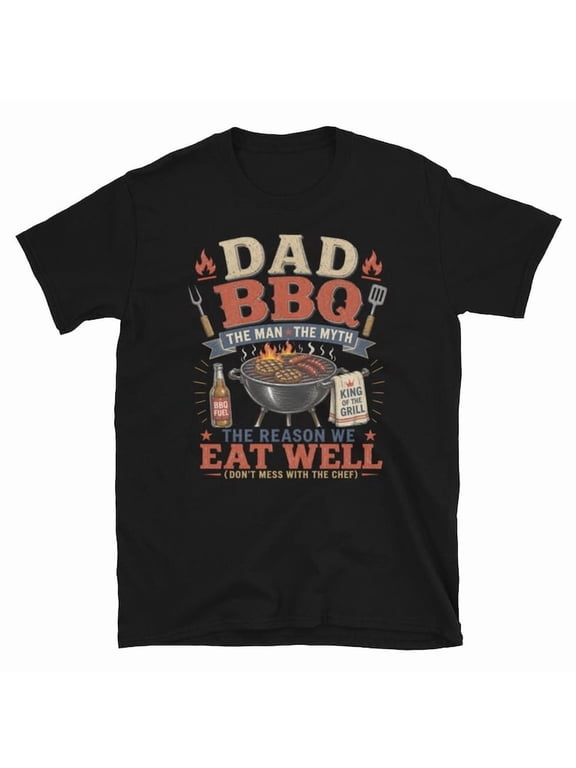 Dad BBQ Shirt, Funny Grill Master King Graphic T-Shirt, Vintage Barbecue Grilling Tee