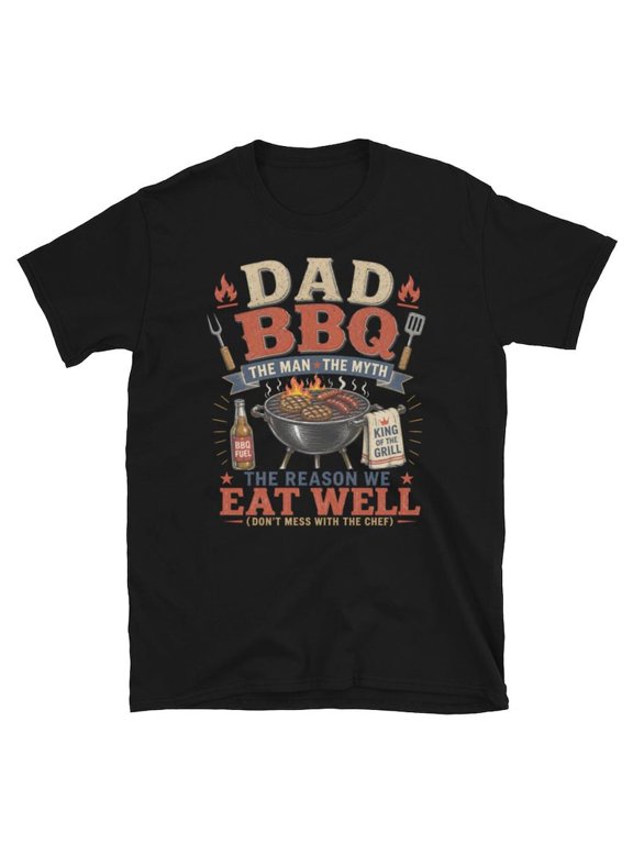 Dad BBQ Shirt, Funny Grill Master King Graphic T-Shirt, Vintage Barbecue Grilling Tee