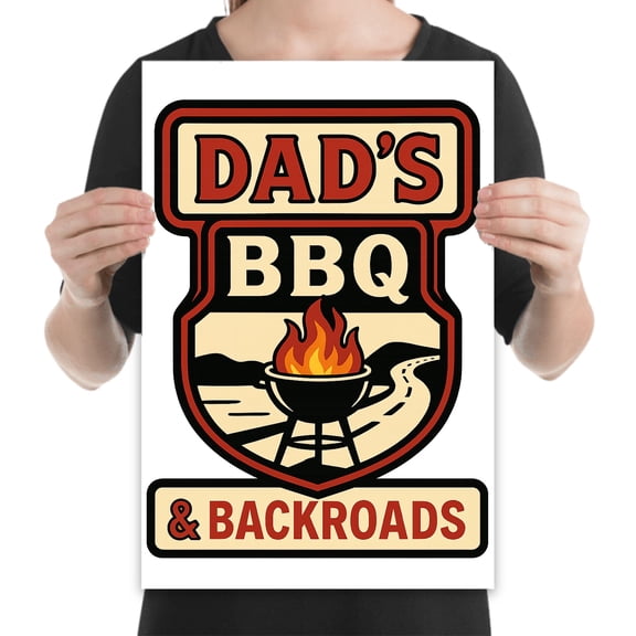 Dad BBQ Wall Art, 13x19 retro print for man cave and backyard grill station