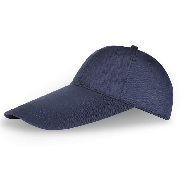 Dad Baseball-Cap for Men Women - 5.5” Extra Long Bill Plain Adjustable Polo  Hat (M, Navy)