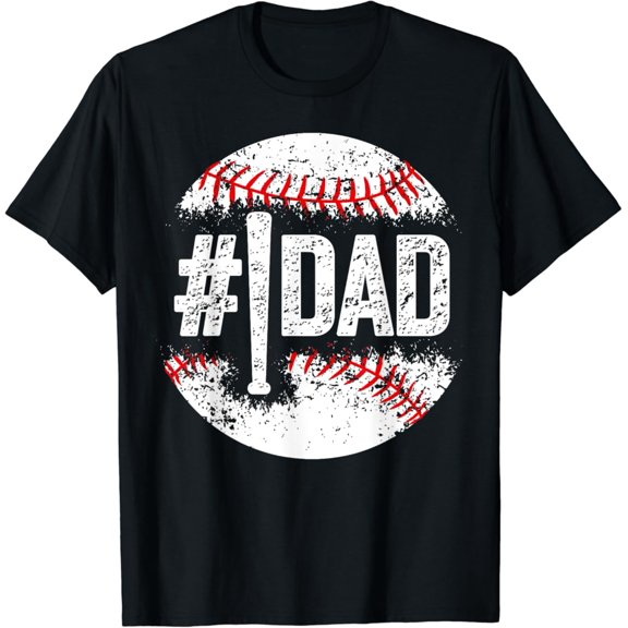 Dad Baseball Number One Daddy Son Baseball Player T-Shirt