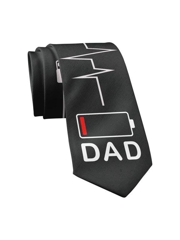 Dad Battery Low Necktie Funny Ties Hilarious Dad Tie Novelty Neckties for Men