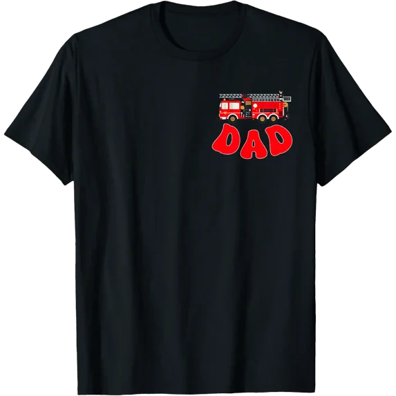 Dad Birthday Boy Fire Truck Firefighter First Birthday Dada T-Shirt ...