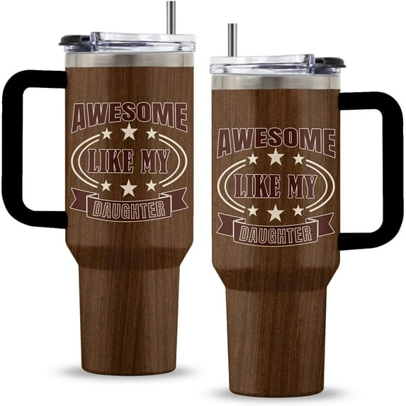 Dad Birthday Gift, 40 Oz Awesome like My Daughter Tumbler with Handle & Straw, Father Gifts from Daughter, Birthday Presents for Dad Daddy Father Tumbler, New Daddy Gift