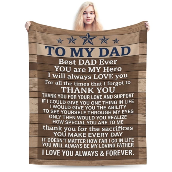Dad Birthday Gift Blanket, Father Flannel Throw Blanket from Daughter Son, Soft Cozy Blanket for Sofa, Couch, Bed, Best Daddy Ever Gift 50x40