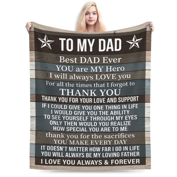 Dad Birthday Gift Blanket, Father Flannel Throw Blanket from Daughter Son, Soft Cozy Blanket for Sofa, Couch, Bed, Best Daddy Ever Gift 50x40