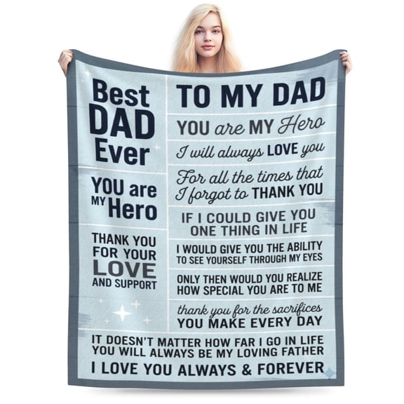 Dad Birthday Gift Blanket, Father Flannel Throw Blanket from Daughter Son, Soft Cozy Blanket for Sofa, Couch, Bed, Best Daddy Ever Gift 50x40