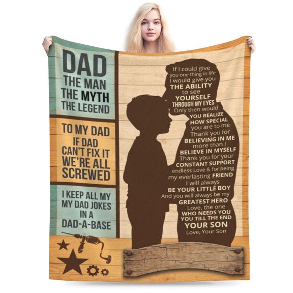 Dad Birthday Gift - Dad Gifts for Birthday from Son - Gift for Fathers Blanket Fathers Day Men Husband Him Soft Throw Blanket 50x40