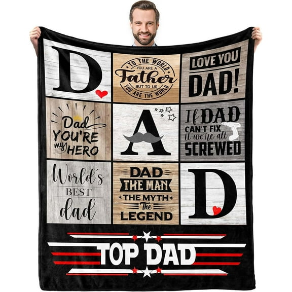 Dad Birthday Gift from Daughter, Christmas Birthday Gifts for Dad from Son, Fathers Day Presents for Dad from Kids, Best Dad ever Gift, Cool Gifts for Daddy Who Wants Nothing, Dad Throw Blanket 60X50