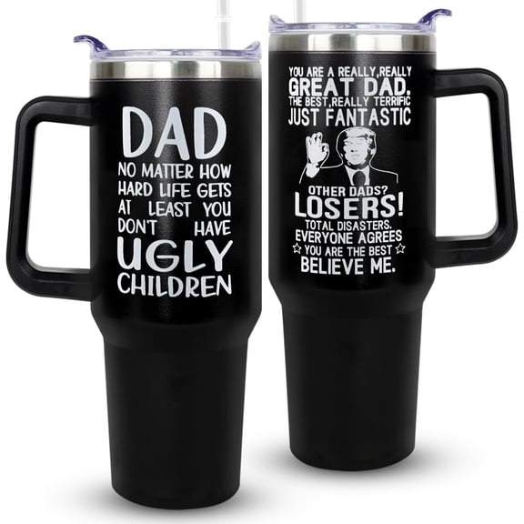 Dad Birthday Gift, Gifts For Dad From Daughter, Son, Kids - Birthday Gift For Father - Father''s Day Gifts For Pappy - Best Pappy Ever Present-40oz Tumbler With Handle Cup Travel Coffee Mug