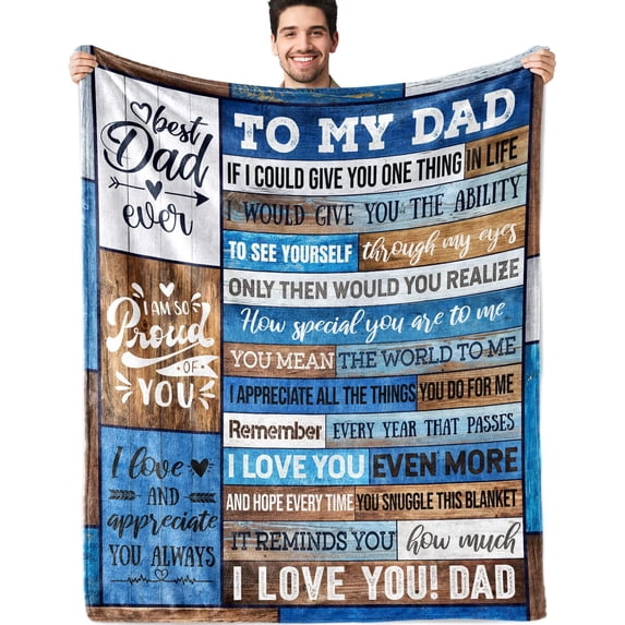 Dad Birthday Gifts for Dad from Daughter Son Best Dad Gifts Soft Throw Blanket for Bedding Sofa(Dad Gifts, 50 x 60 Inch)
