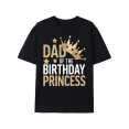 thumbnail image 1 of Dad of the Birthday Princess" Celebration Tee - Men's Casual Black Cotton T-Shirt with Golden Crown & Stars Design - Comfortable, Relaxed Fit for Summer Fun, 1 of 8