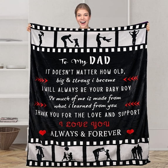 to My Dad Blanket Best Dad Ever Throw Blanket Birthday Gift for Dad Papa Blanket, Blanket from Son/Daughter, Super Soft Flannel Throw Blankets for Dad
