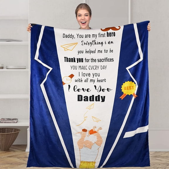 to My Dad Blanket Best Dad Ever Throw Blanket Birthday Gift for Dad Papa Blanket, Blanket from Son/Daughter, Super Soft Flannel Throw Blankets for Dad