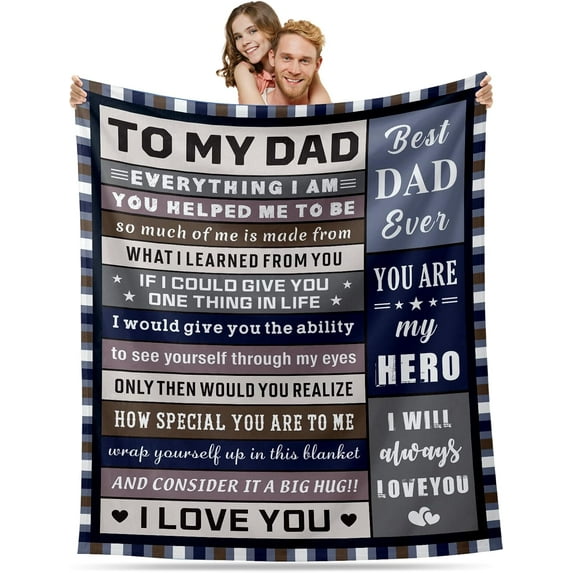 Dad Blanket from Daughter Son, Dad Throw Blankets, Dad Gifts for Christmas, Dad Birthday Gifts from Kid, New Dad Gifts for Men, Dad Blankets from Wife, Valentines Gifts for Him, Fathers Day 60x80