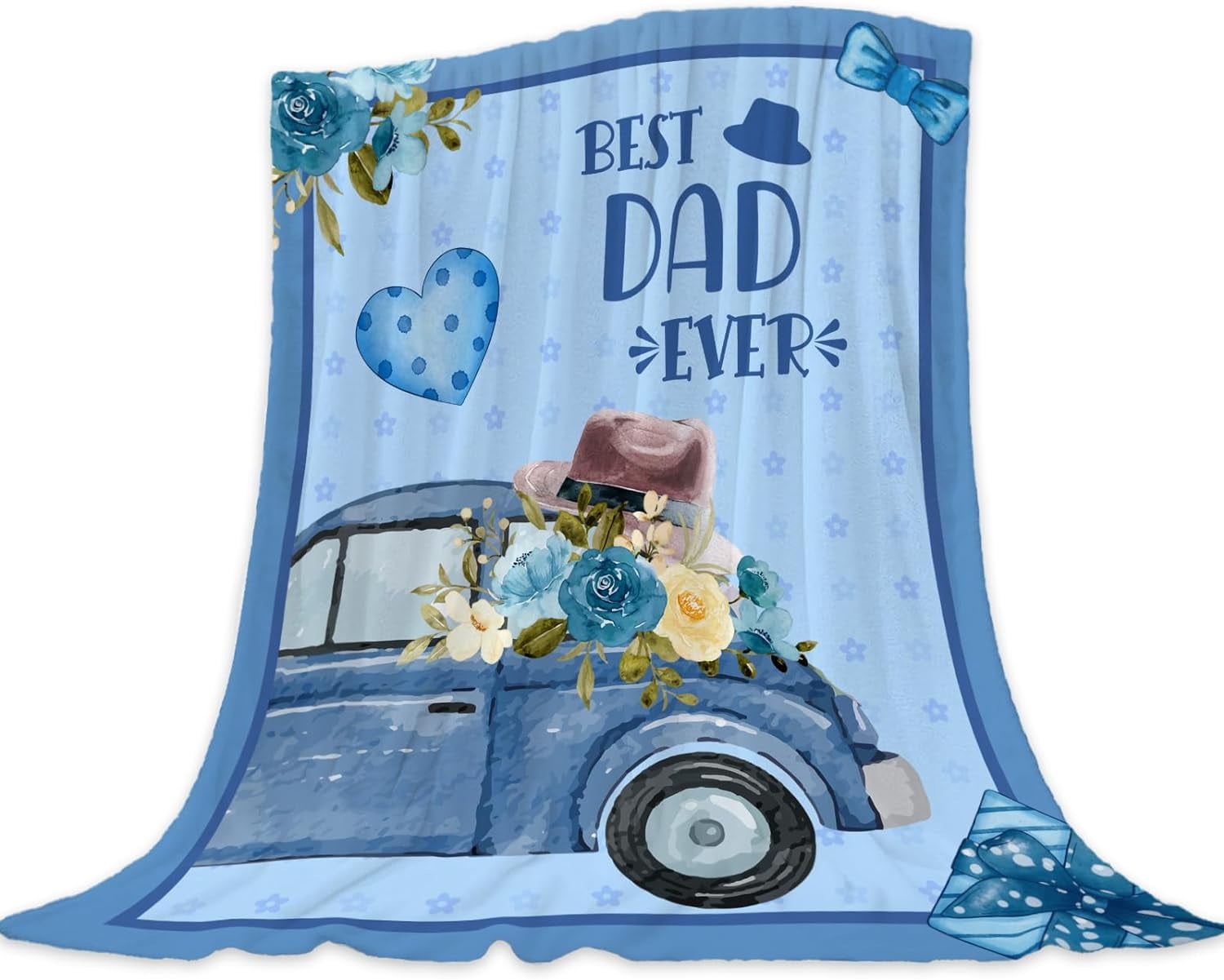 Dad Blanket 50x60 Inch - Flannel Birthday/Father's Day Gift From Daughter Or Son, Best Dad Ever