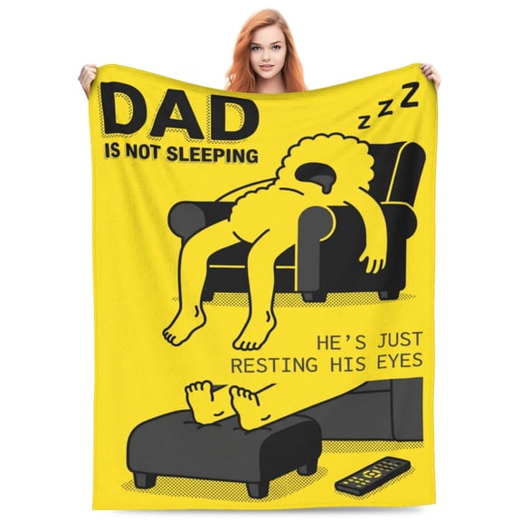 Dad Blanket, Funny Dad Is Not Sleeping Theme, Soft Warm Flannel Nap Blanket for Couch Sofa 50x40