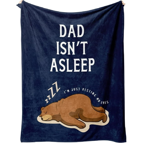 Dad Blanket, Gifts for Dad, Funny Christmas Birthday Gifts for Dads, Dads Birthday Gifts from Daughter Son, Blue Flannel Throw Daddy Blanket